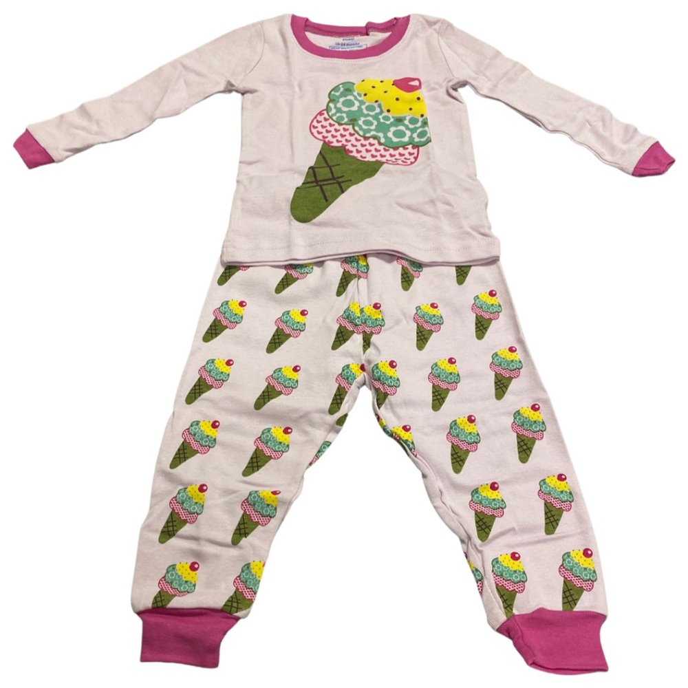 Elowel Little Girls Ice Cream 2 Piece Pajama Set 100% Cotton (Size18-24M)